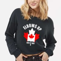 Elbows Up Canada Cropped Pullover Crew