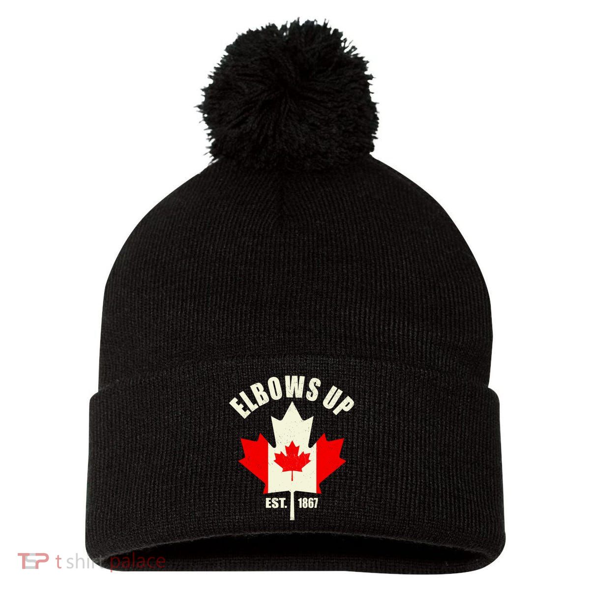 Elbows Up Canada Pom Pom 12in Knit Beanie