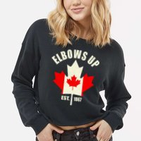 Elbows Up Canada Cropped Pullover Crew