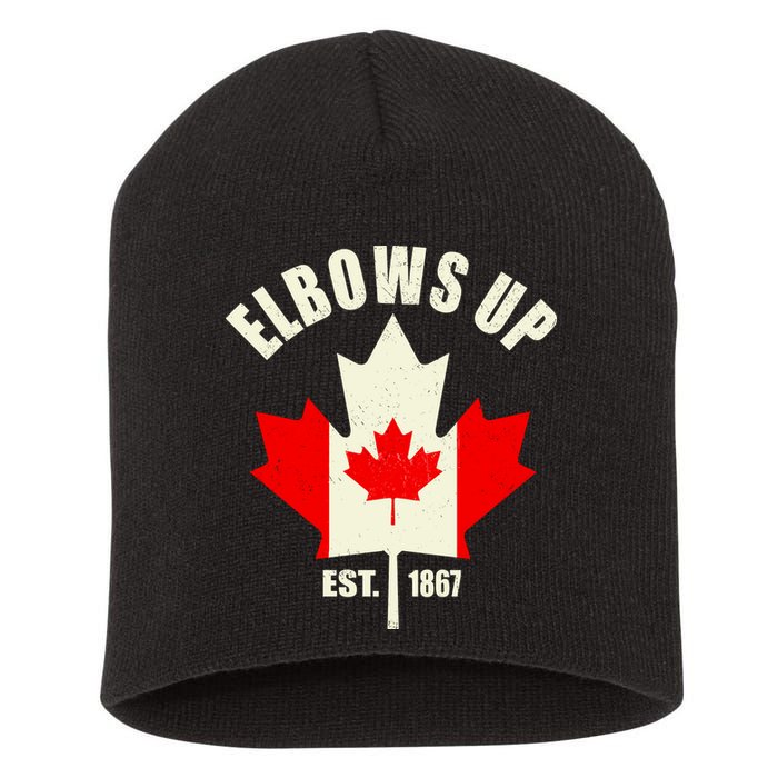 Elbows Up Canada Short Acrylic Beanie