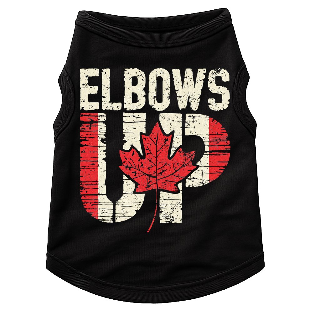Elbows Up Canada Vintage Distressed Canadian Pride Doggie Tank