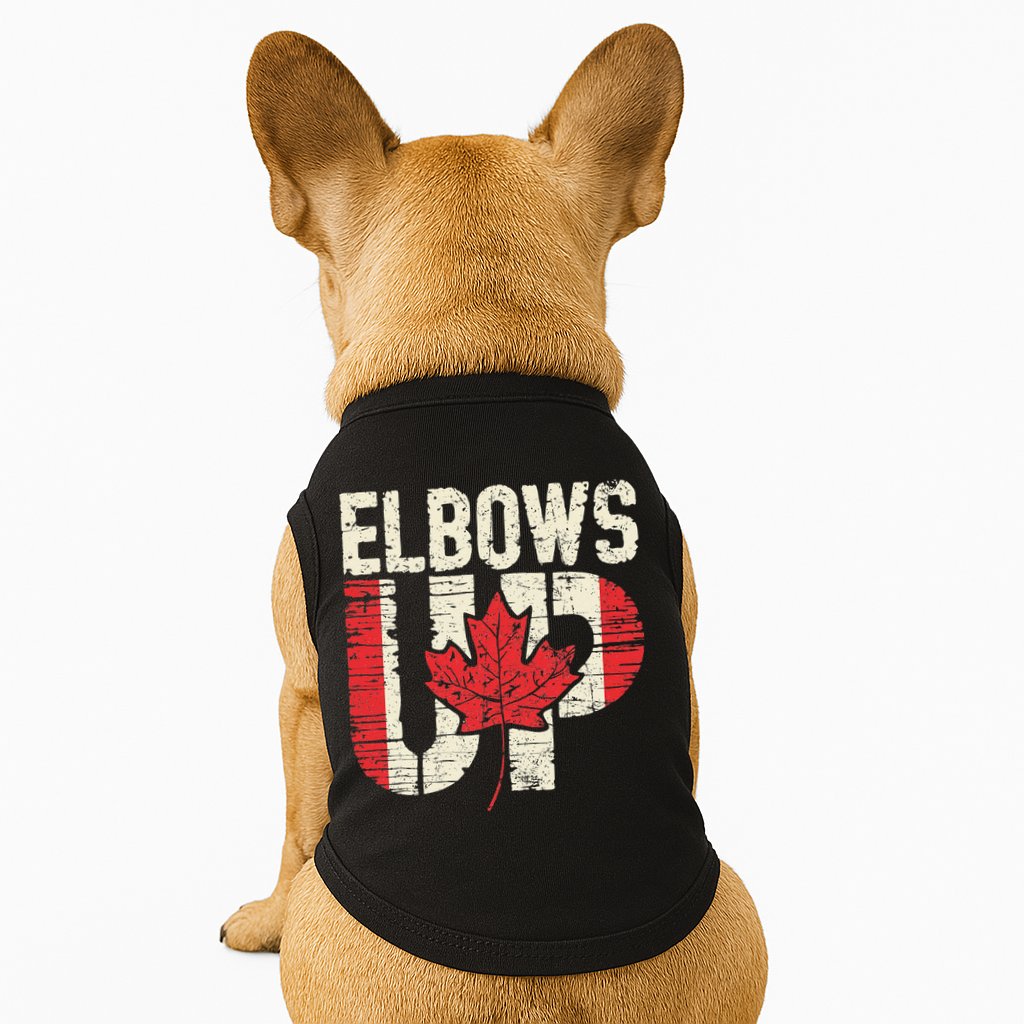 Elbows Up Canada Vintage Distressed Canadian Pride Doggie Tank