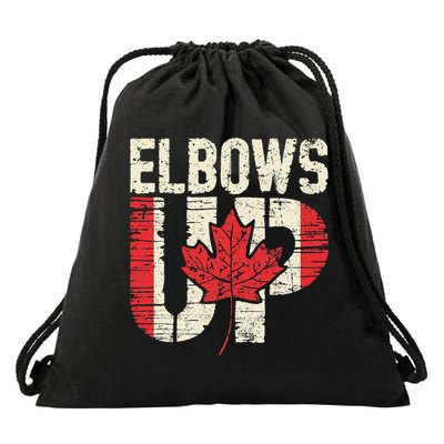 Elbows Up Canada Vintage Distressed Canadian Pride Drawstring Bag