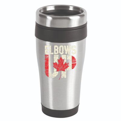 Elbows Up Canada Vintage Distressed Canadian Pride 16oz Travel Tumbler