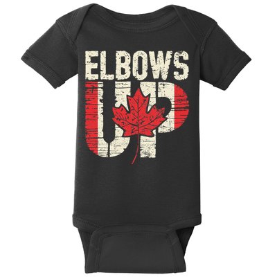 Elbows Up Canada Vintage Distressed Canadian Pride Baby Bodysuit