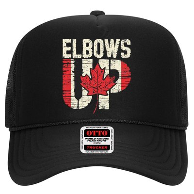 Elbows Up Canada Vintage Distressed Canadian Pride Trucker Hat