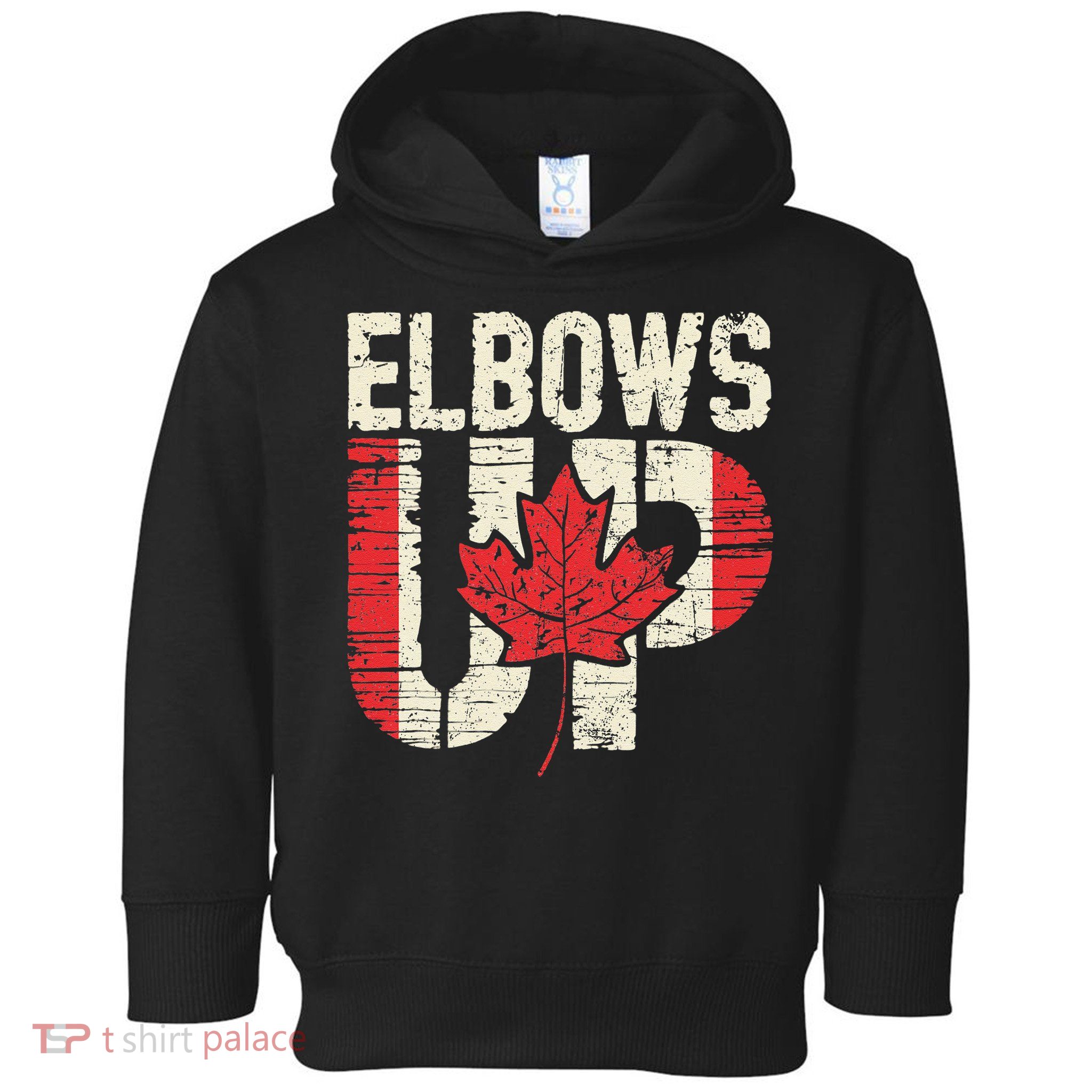 Elbows Up Canada Vintage Distressed Canadian Pride Toddler Hoodie