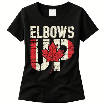 Elbows Up Canada Vintage Distressed Canadian Pride Womens T-Shirt