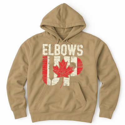 Elbows Up Canada Vintage Distressed Canadian Pride Hoodie