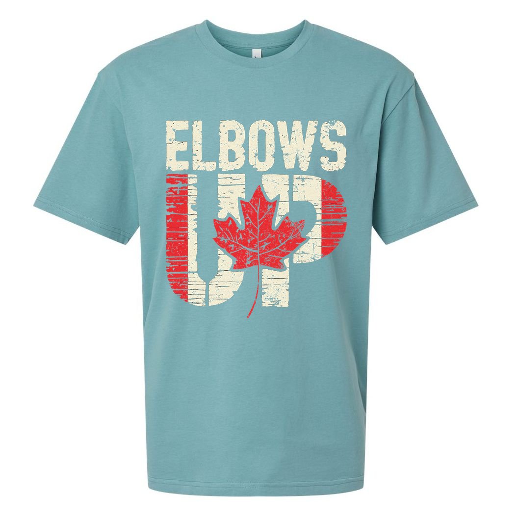 Elbows Up Canada Vintage Distressed Canadian Pride Sueded Cloud Jersey T-Shirt