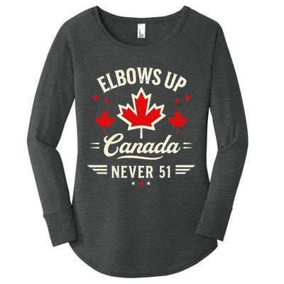 Elbows Up Canada Never 51 Canada Flag Stand Strong Women's Perfect Tri Tunic Long Sleeve Shirt