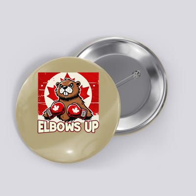 Elbows Up Canada Canadian Counter Tariffs Beaver Boxing Button