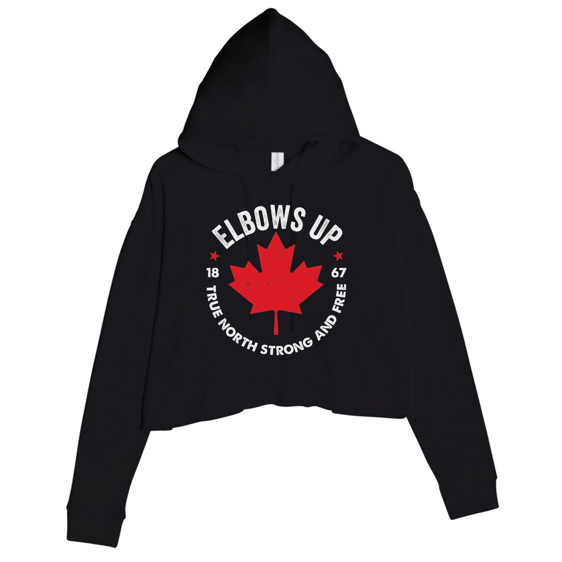 Elbows Up Canada Est 1867 Proud Canadian Strong Canada Gifts Crop Fleece Hoodie