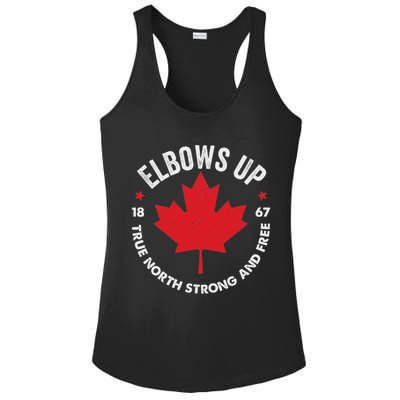 Elbows Up Canada Est 1867 Proud Canadian Strong Canada Gifts Ladies PosiCharge Competitor Racerback Tank