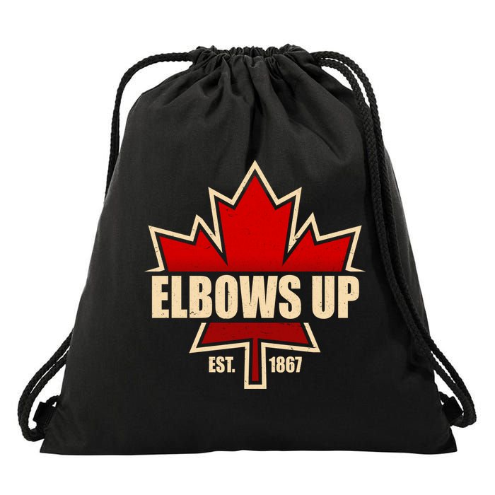 Elbows Up Canada EST 1867 Protest Drawstring Bag