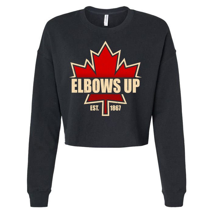 Elbows Up Canada EST 1867 Protest Cropped Pullover Crew