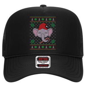 Elephant Ugly Christmas Sweater Funny Xmas Gift High Crown Mesh Back Trucker Hat