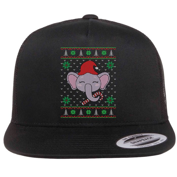 Elephant Ugly Christmas Sweater Funny Xmas Gift Flat Bill Trucker Hat