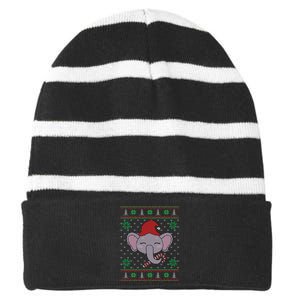 Elephant Ugly Christmas Sweater Funny Xmas Gift Striped Beanie with Solid Band