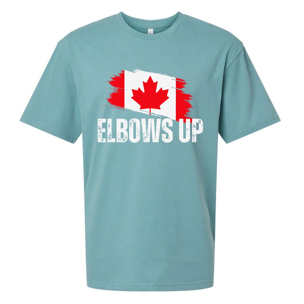 Elbows Up Canada True North Strong and Free Proud Canadian Sueded Cloud Jersey T-Shirt