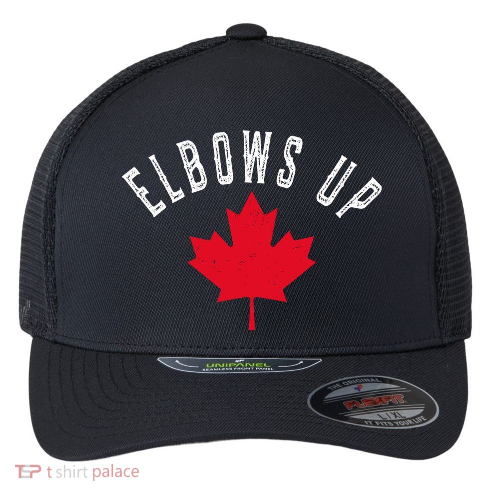 Elbows Up Canada Flexfit Unipanel Trucker Cap