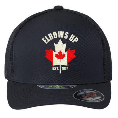 Elbows Up Canada Est 1867 Proud Canadian Strong Canada Gift Flexfit Unipanel Trucker Cap
