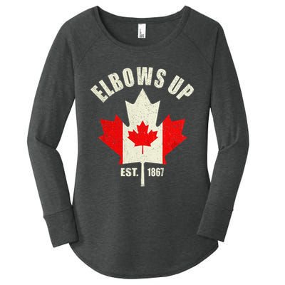 Elbows Up Canada Est 1867 Proud Canadian Strong Canada Gift Women's Perfect Tri Tunic Long Sleeve Shirt
