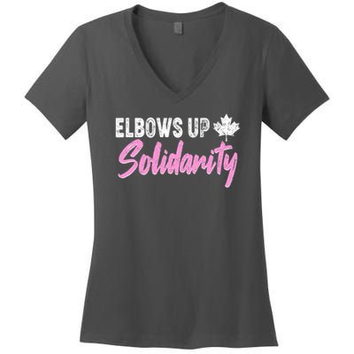 Elbows Up Canada Solidarity  Women's V-Neck T-Shirt