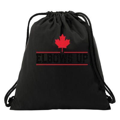 Elbows Up Canada True North Strong and Free Proud Canadian Drawstring Bag