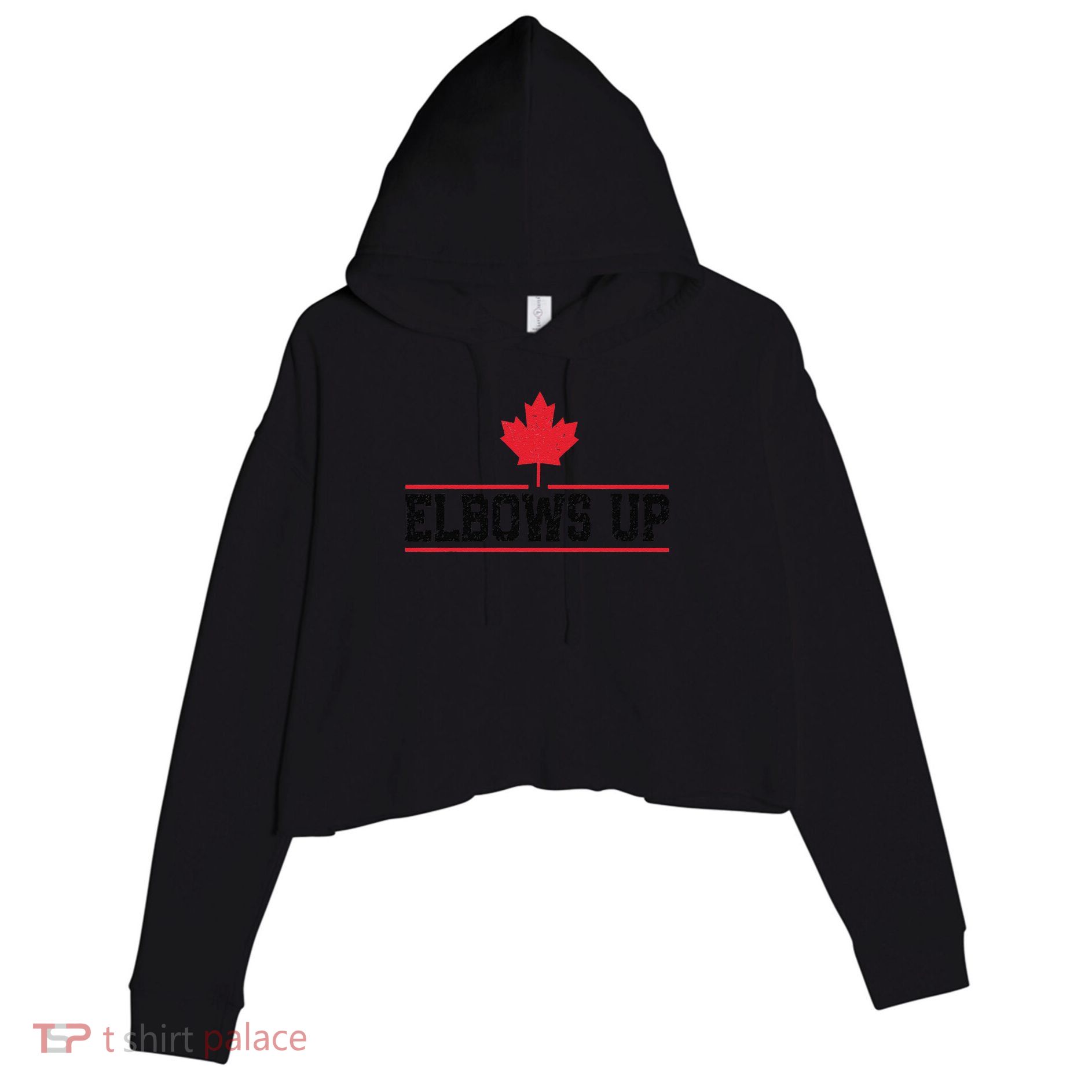 Elbows Up Canada True North Strong and Free Proud Canadian Crop Fleece Hoodie