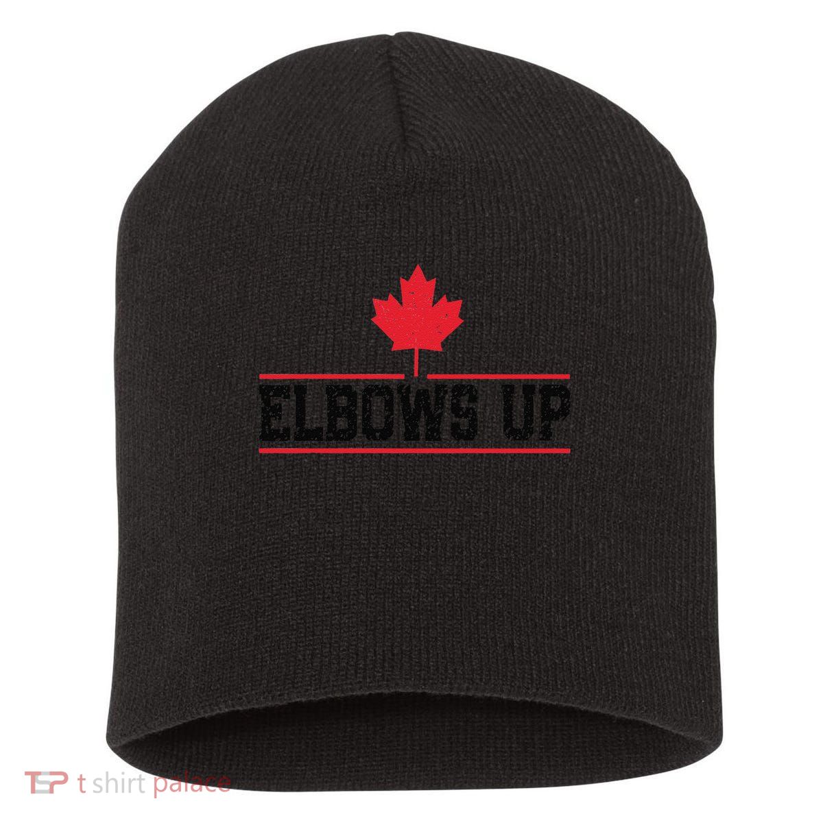 Elbows Up Canada True North Strong and Free Proud Canadian Short Acrylic Beanie