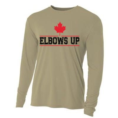 Elbows Up Canada True North Strong and Free Proud Canadian Cooling Performance Long Sleeve Crew