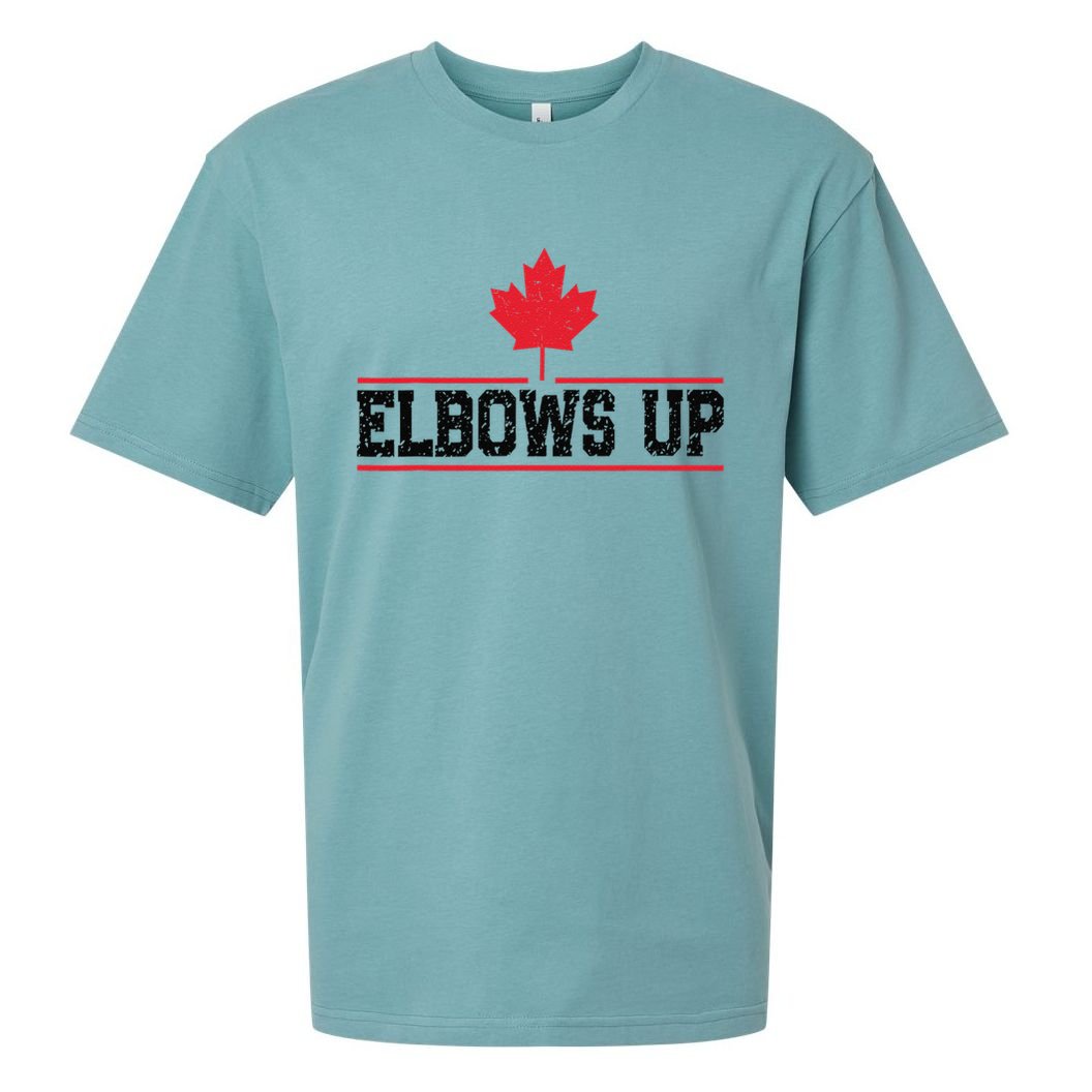 Elbows Up Canada True North Strong and Free Proud Canadian Sueded Cloud Jersey T-Shirt