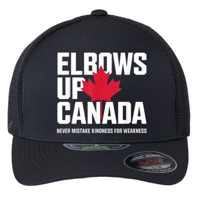 Elbows Up Canada Never Mistake Kindness for Weakness Flexfit Unipanel Trucker Cap
