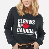 Elbows Up Canada Never Mistake Kindness for Weakness Cropped Pullover Crew