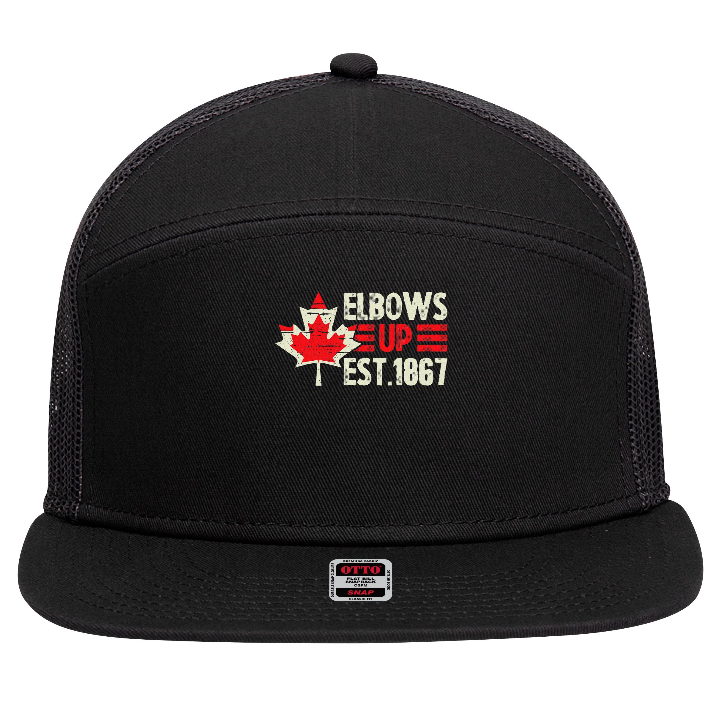 Elbows Up Canada Est 1867 Proud Canadian Strong Canada 7 Panel Mesh Trucker Snapback Hat
