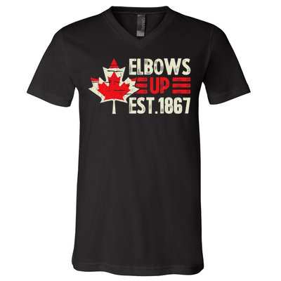 Elbows Up Canada Est 1867 Proud Canadian Strong Canada V-Neck T-Shirt