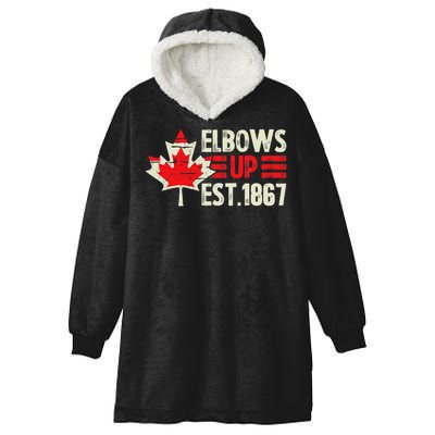 Elbows Up Canada Est 1867 Proud Canadian Strong Canada Hooded Wearable Blanket