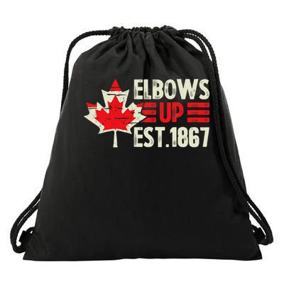Elbows Up Canada Est 1867 Proud Canadian Strong Canada Drawstring Bag