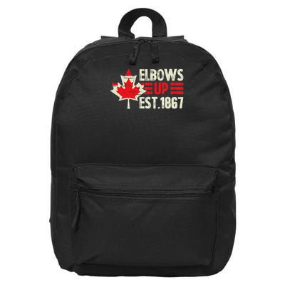 Elbows Up Canada Est 1867 Proud Canadian Strong Canada 16 in Basic Backpack