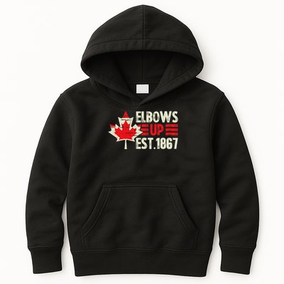 Elbows Up Canada Est 1867 Proud Canadian Strong Canada Kids Hoodie