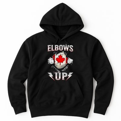 Elbows Up Canada Maple Leaf Strong North Pride Hoodie