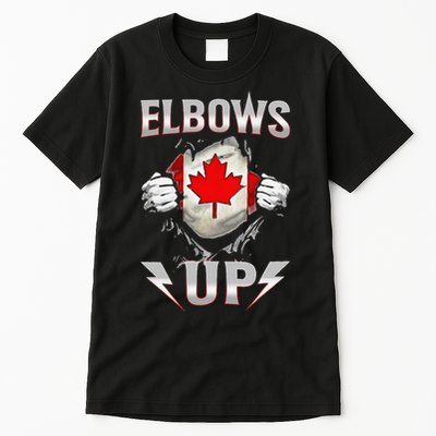 Elbows Up Canada Maple Leaf Strong North Pride Tall T-Shirt