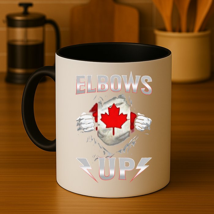 Elbows Up Canada Maple Leaf Strong North Pride Mug