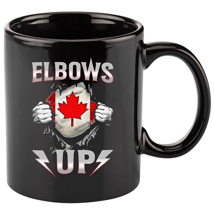 Elbows Up Canada Maple Leaf Strong North Pride 11oz C Handle Ceramic Mug
