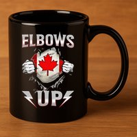 Elbows Up Canada Maple Leaf Strong North Pride 11oz C Handle Ceramic Mug