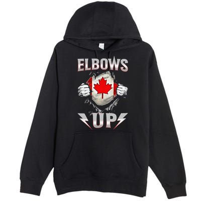 Elbows Up Canada Maple Leaf Strong North Pride Premium Pullover Hoodie