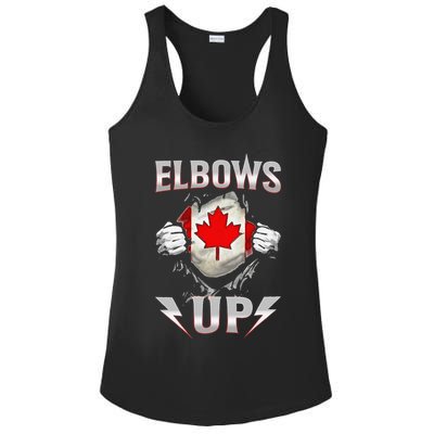 Elbows Up Canada Maple Leaf Strong North Pride Ladies PosiCharge Competitor Racerback Tank