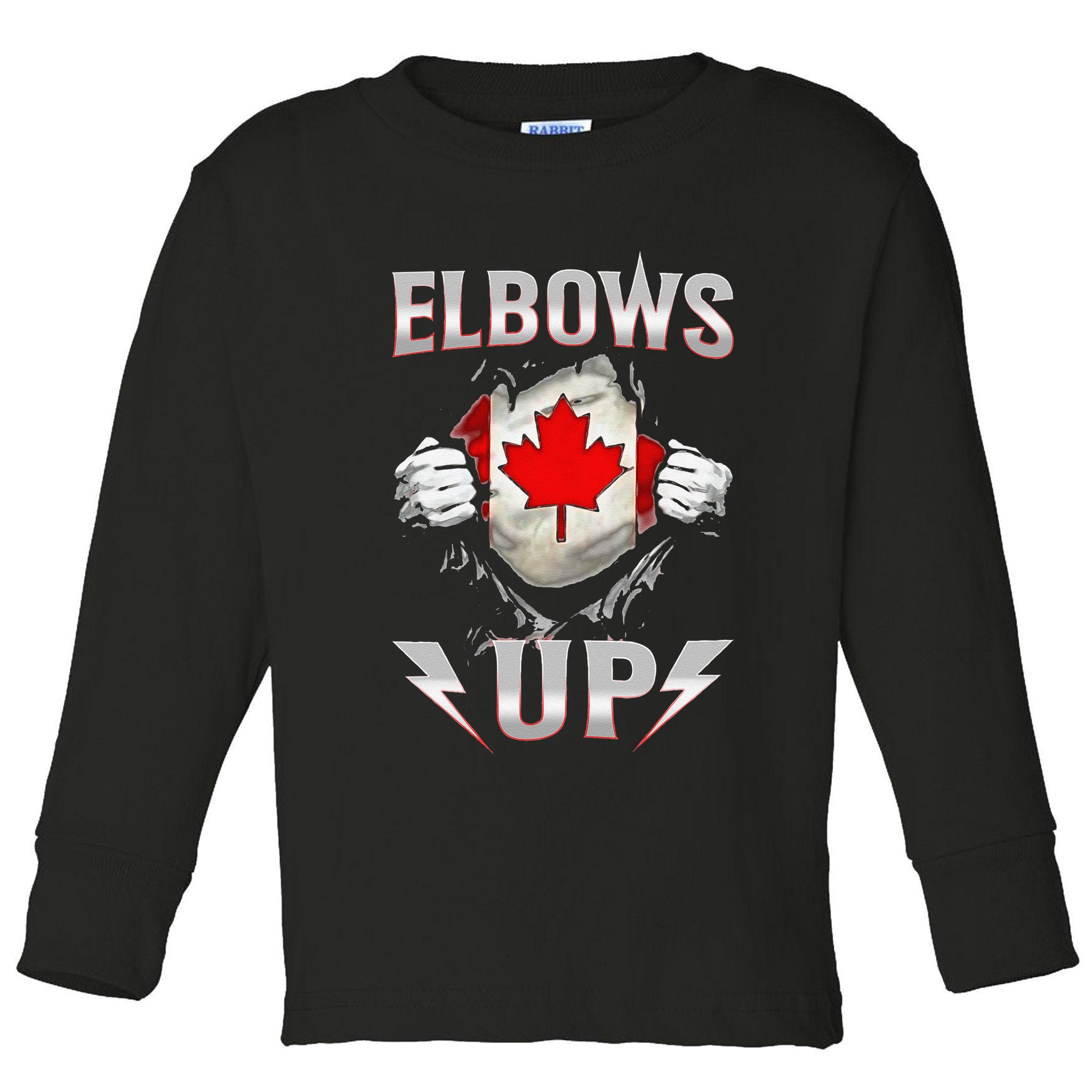 Elbows Up Canada Maple Leaf Strong North Pride Toddler Long Sleeve Shirt