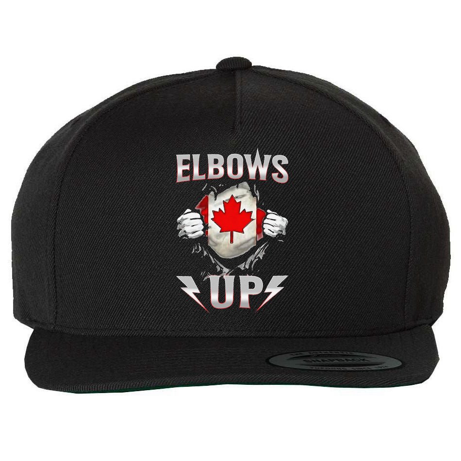 Elbows Up Canada Maple Leaf Strong North Pride Wool Snapback Cap